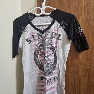 Sinful Tee - Black, Pink, and White